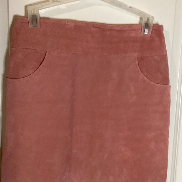 Fairweather Women's Leather Suede Romantic Pink Pencil Skirt Size 4 - Picture 2 of 10